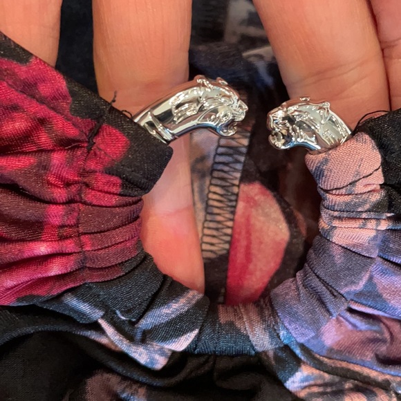 NWT (M) kimono bodysuit with Tiger silver horse shoe ruchedbust fitted Dawn rose - Picture 11 of 12